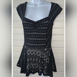 Antropologie Postmark Jersey Lace Peplum Blouse